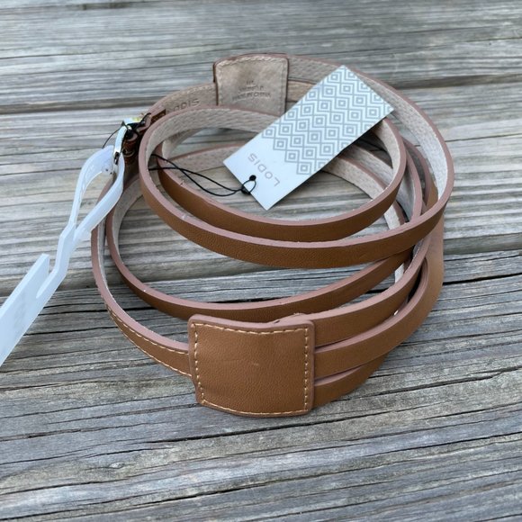 LODIS Belt Leather Brown 3 strand Women Waistband - Picture 4 of 10